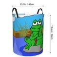thumbnail image 4 of DouZhe Waterproof Collapsible Large Laundry Baskets, Cartoon Fishing Frog Prints Circular Hamper with Handles, 4 of 7