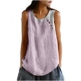 thumbnail image 2 of ShaoRunShi Cotton Linen Shirt for Womens Scoop Neck Loose Fit Tank Tops Sleeveless Summer Tee Top, 2 of 4