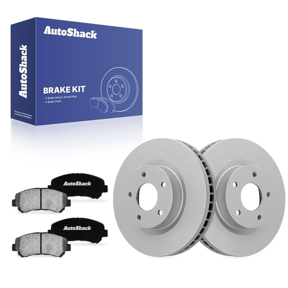 AutoShack Front Brake Rotors & Ceramic Pads for Nissan, Rogue 2008-2013 Rogue Select 2014-2015, AWD FWD L4 2.5L - Coated - ArmorStop - 11.65" (295.8 mm), 5-Lug