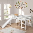 thumbnail image 1 of Canddidliike Twin Size Wood Loft Bed with Slide & Ladder - White, 1 of 8