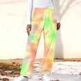 thumbnail image 2 of Simua Women's Tie-dye Printed Wide Leg Pants Elastic Waist Side Pocket Casual Trousers S-XXL Lounge & Outdoor Pants, 2 of 5