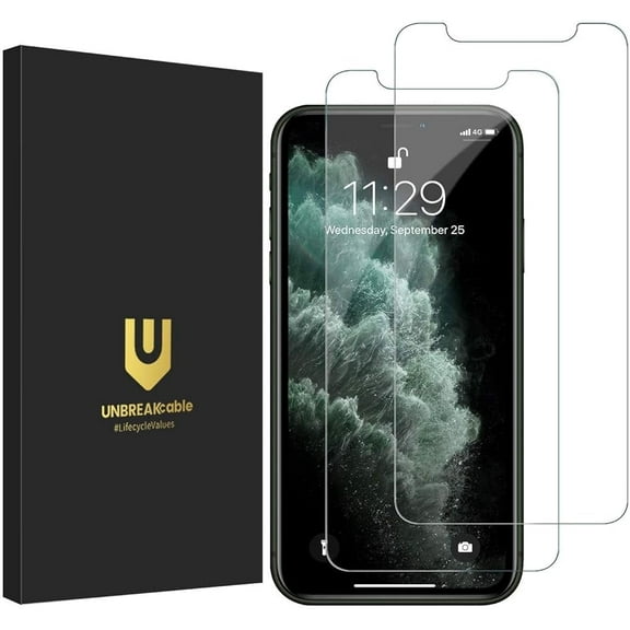 UNBREAKcable Tempered Glass Screen Protector for iPhone 11 Pro Max/Xs Max, 2-Pack, HD Clear, 9H Hardness