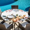 thumbnail image 6 of Orange Fall Pumpkins Round Tablecloth, Fitted Table Cover with Elastic for 45"-54" Round Tables, Eucalyptus Leaves Country Farmhouse Table Cloth Outdoor Indoor Dinning Party Waterproof Tablecloths, 6 of 7