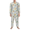 thumbnail image 3 of Sikiie Cartoon Animals Mens Pajama Set, Soft Warm Long Sleeve Sleepwear, Cozy Button-Down Pjs for Men-Medium, 3 of 7