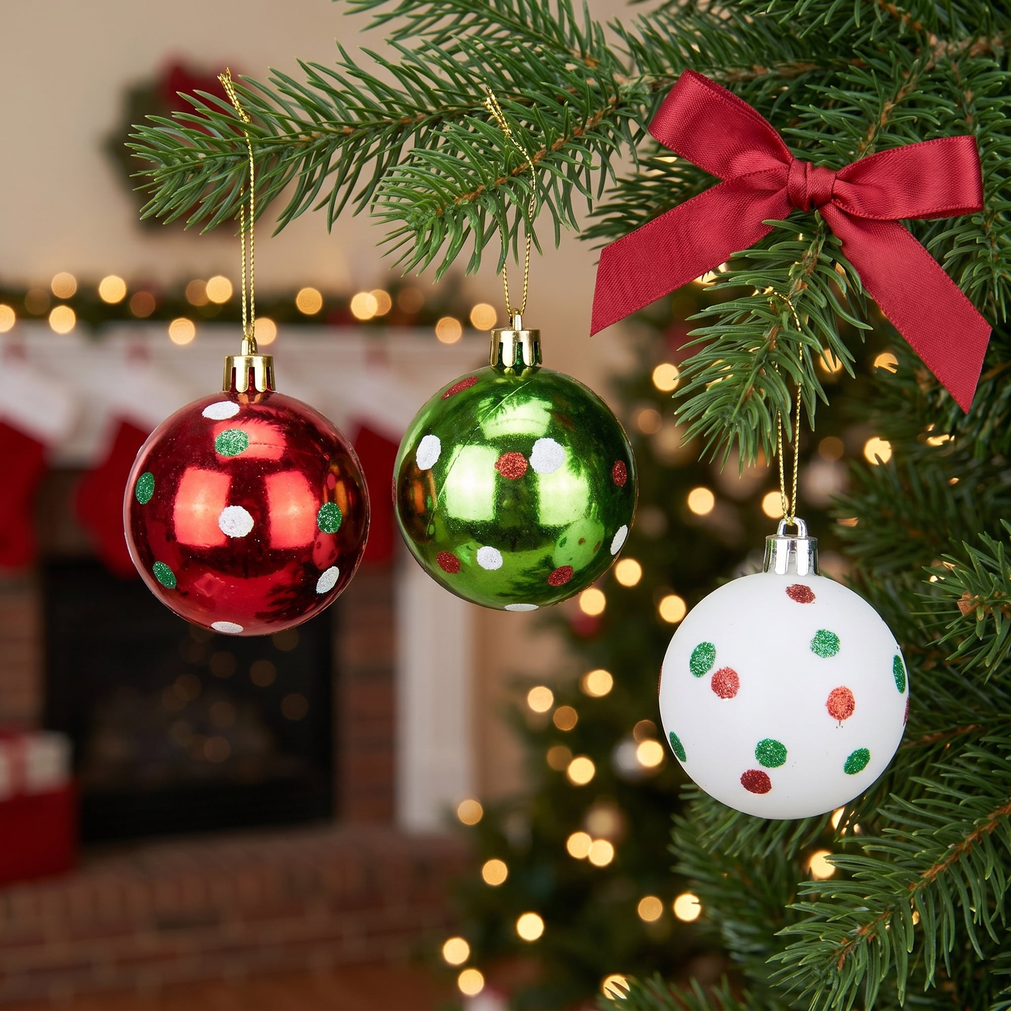 Unique Bargains 6Pcs Handpainted Christmas Painted Sphere Tree Ornaments Multicolor 2.4"