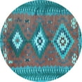 thumbnail image 1 of Ahgly Company Indoor Round Oriental Light Blue Traditional Area Rugs, 5' Round, 1 of 4