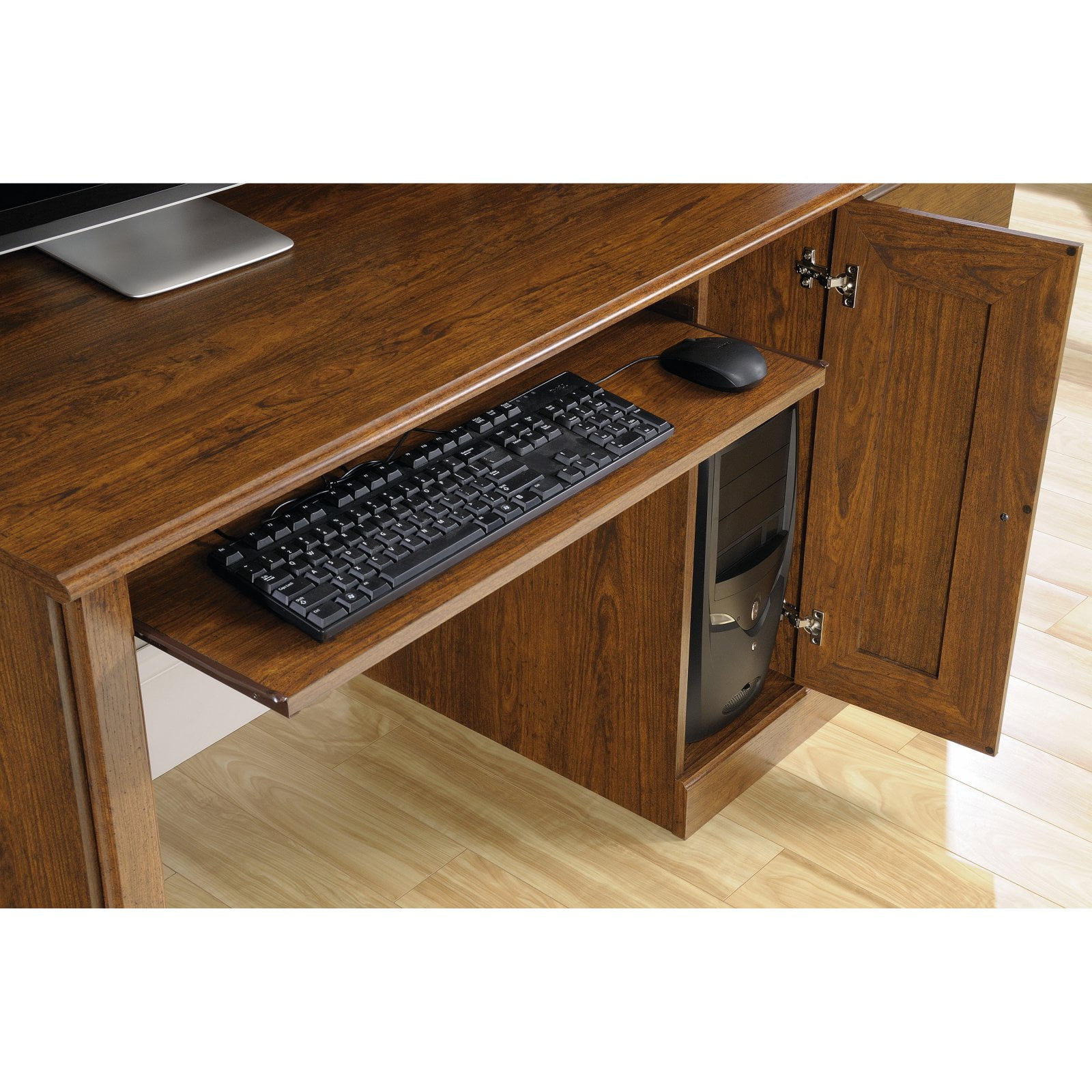 Sauder Orchard Hills Computer Desk with Hutch Milled Cherry