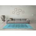 thumbnail image 3 of Ahgly Company Indoor Round Oriental Light Blue Traditional Area Rugs, 5' Round, 3 of 4