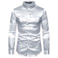 thumbnail image 5 of Lars Amadeus Men's Satin Band Collar Long Sleeve Slim Fit Solid Dress Shirts, 5 of 6