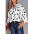 thumbnail image 3 of SHEWIN Womens Long Sleeve Smocked Tops Casual V Neck Floral Print Tunic Tops Loose Chiffon Boho Blouse Shirts White S, 3 of 7