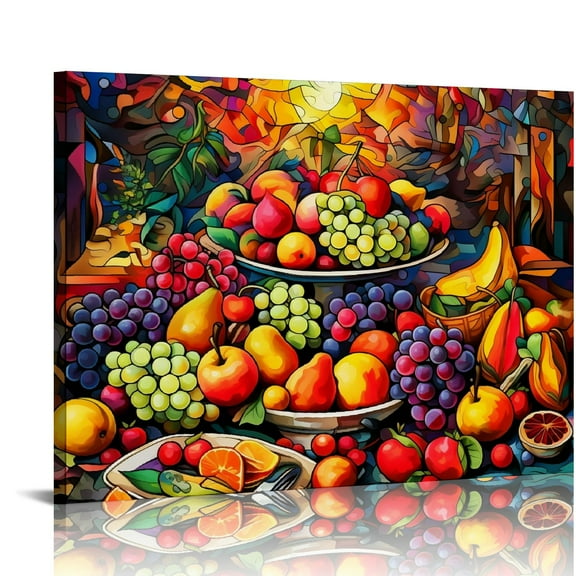 Nawypu Grape Wine Picture Wall Art: Vintage Fruit Oil Painting Contemporary Food Canvas Print Large Modern Abstract Artwork for Kitchen Dining Room Restaurant