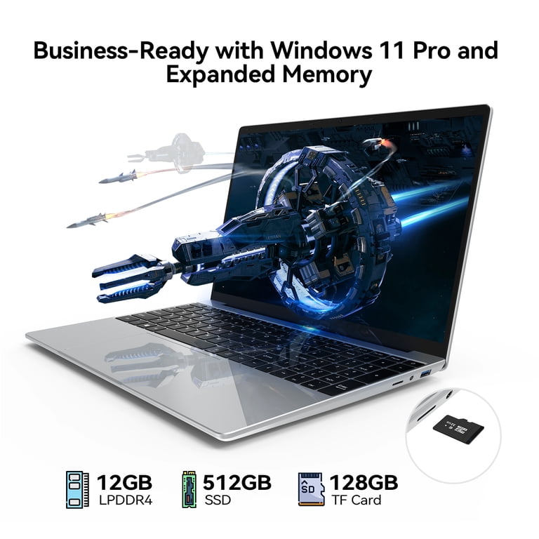 15.6 inch Windows 11 Pro Laptop, Intel N100 Quad-Core, 16GB RAM