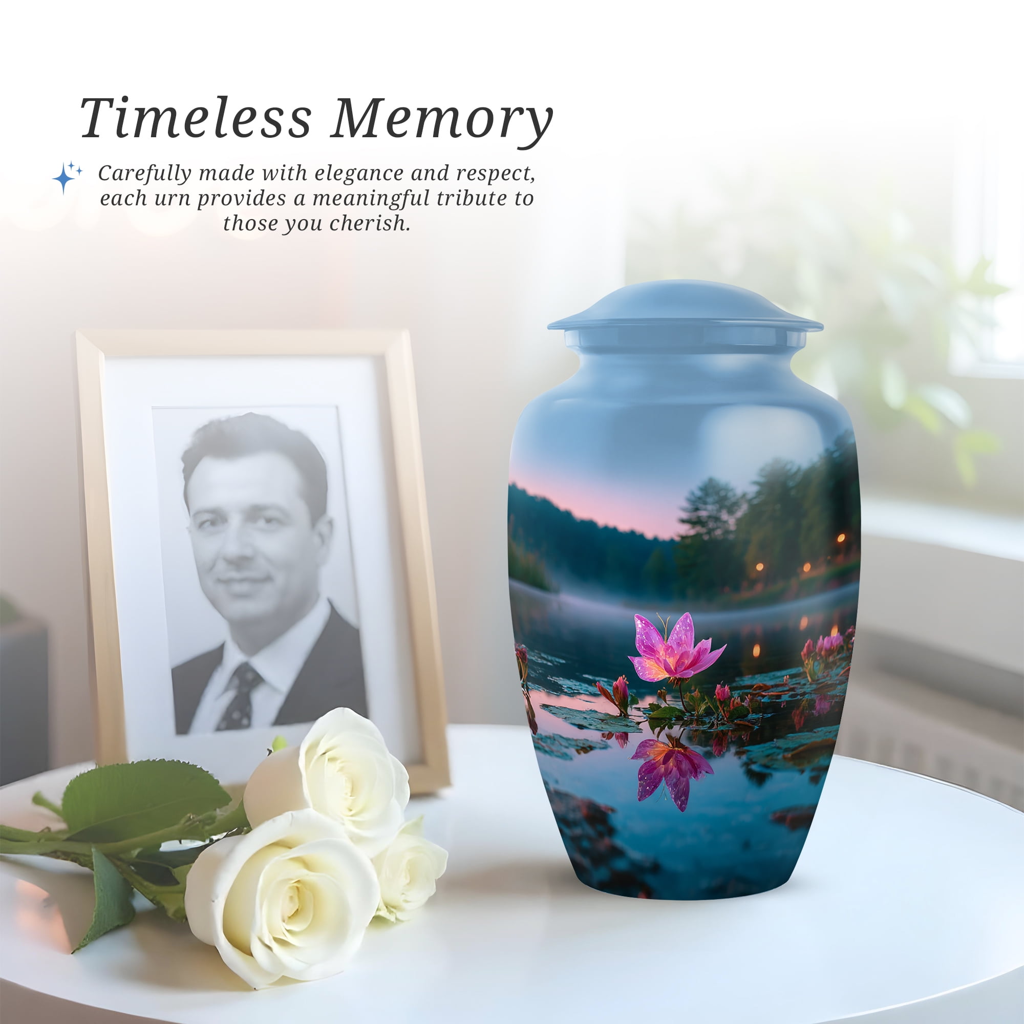 Butterfly Cremation Funeral Urns For Human Ashes Adult - Blue Mini Urns For Adult Ashes Set Of 4 - Adult Urns For Ashes Adult Female Mother - 1 Large Decorative Urn For Dad, 10&3 Inch