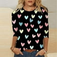 thumbnail image 2 of Shadoumai Valentine Day Shirts for Women 3/4 Sleeve Crew Neck Valentine T Shirts Funny Love Heart Printed Graphic Tee Tops, 2 of 5