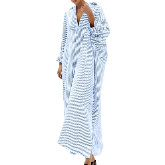 Sngxgn Women's Deep V Neck Short Sleeve Long Dresses Pleated High Waist Slit Maxi Dress(Blue,S)