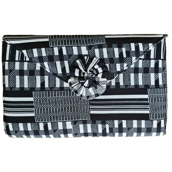 Black White Kente African Print Clutch Purse
