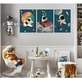 thumbnail image 4 of 3 Pcs Space Nursery Canvas Wall Art Whimsical Outer Space Astronauts Kid Painting Pictures Wall Decor Poster Print Artwork for Boys Room Girls Room Kids Room Decoration, 4 of 6