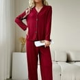 thumbnail image 5 of Women's Sleepwear Long Sleeve Top and Pants Pajama Set Panda Print Nighty,Wine,S, 5 of 9