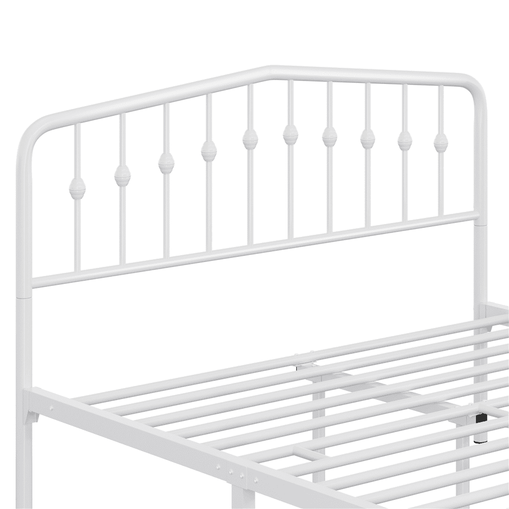 Renwick Modern Queen Size Metal Platform Bed with Arched Headboard and Footboar, White, Adult