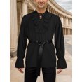 thumbnail image 2 of FEOYA Ruffle Shirt for Men Victorian Renaissance Shirt Pirate Shirts Long Sleeve Steampunk Vampire Shirt Gothic Blouse Long Sleeve Viking Top with Belts XL, 2 of 6