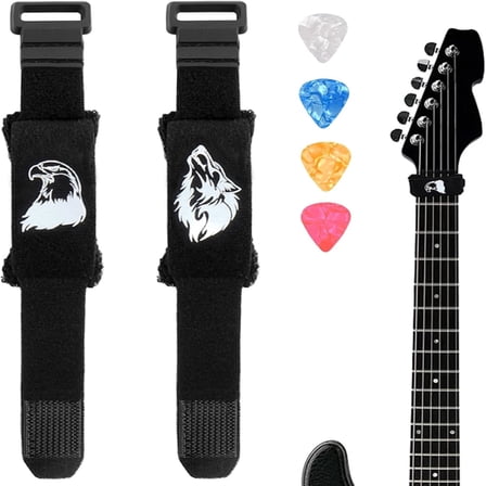 2PCS Guitar String Mute Damper,Guitar String Cover Belt, Adjustable Bass Mute Silencer, Adjustable Bass Mute, for Electric Acoustic Classic Guitar Bass Musical Instrument Accessories