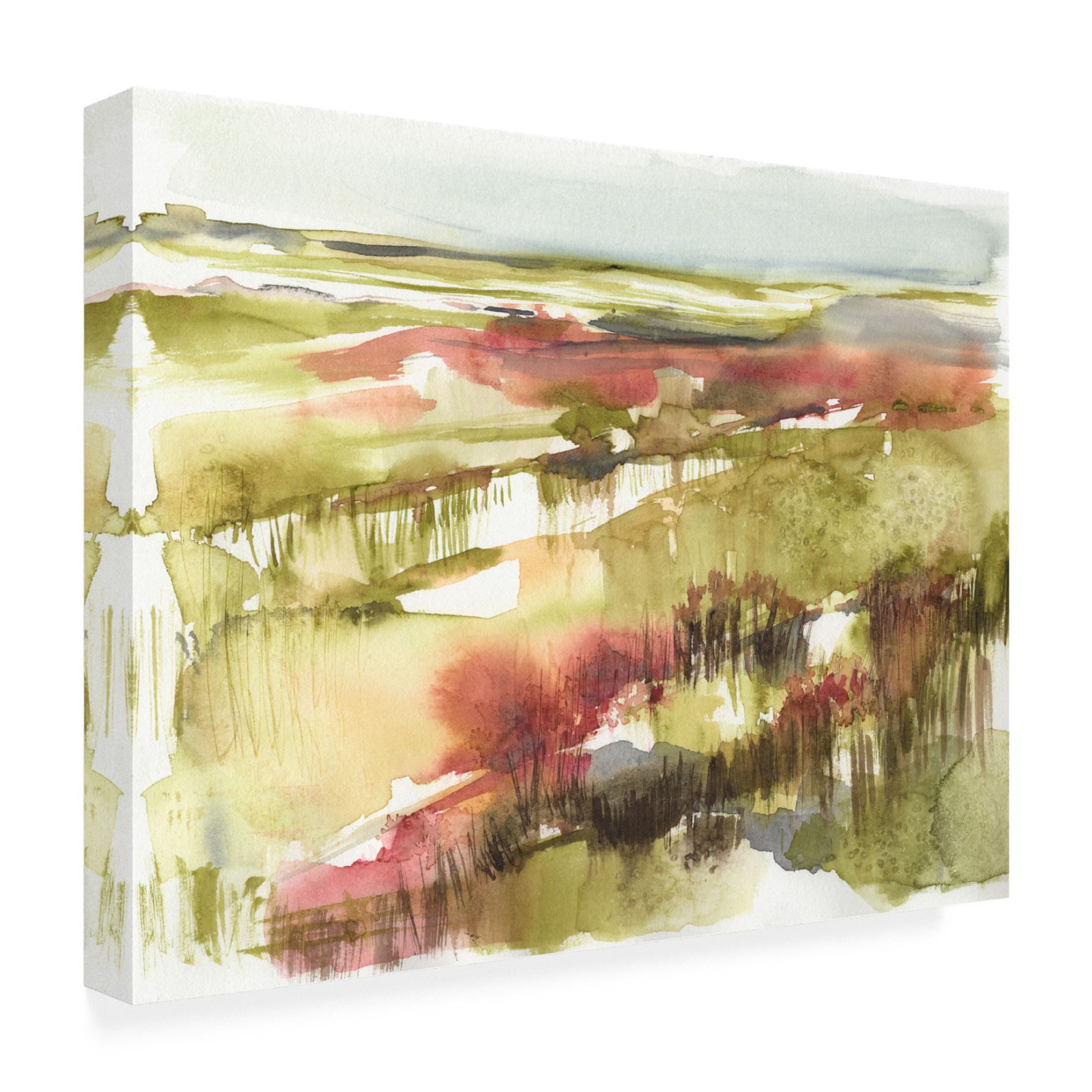 Canvas Wall Art - Jennifer Goldberger 'Burgundy Flower Horizon I' Wall Art for Living Room, Bedroom, or Office Décor by Trademark Fine Art - 19 x 14 Inches