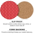 thumbnail image 6 of Round Drink Coasters 2 Pcs White Dog Paw Prints on Red Absorbent Ceramic Coaster with Cork Base for Coffee Cups Housewarming Gift for Home Decor, 6 of 6