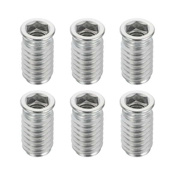 6Pcs Threaded Inserts Nuts, M8x25mm Hex Socket Drive Nut Inserts for Wood