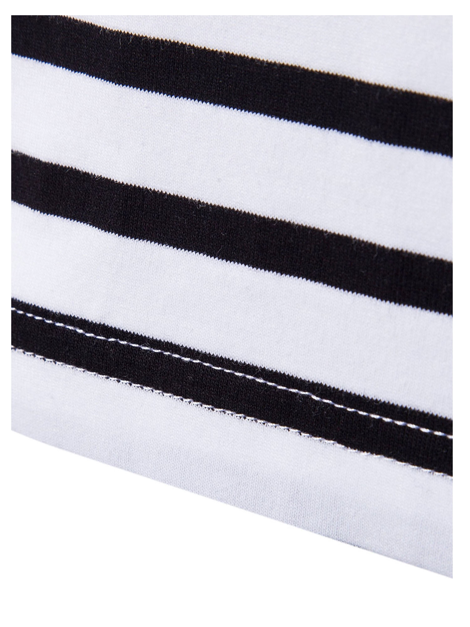 Unique Bargains Men's Long Sleeve Pullover Top Crew Neck Striped T-Shirts 34 Black and White