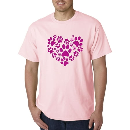 - Trendy USA 730 - Unisex T-Shirt Heart Paws Pets Cat Dog Love Adopt 4XL Light Pink