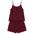 thumbnail image 4 of Gamivast Two Piece Outfits for Women Summer Crinkled Cami Top & Shorts Set Spaghetti Strap Lounge Sets Casual Beach Vacation Wear Loose Fit, 4 of 8