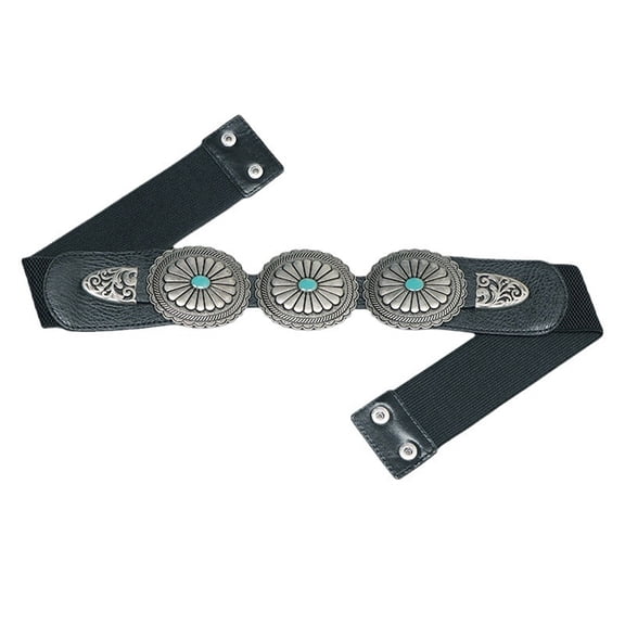 Elastic Length Waist Corset for Women Ladies Dress Belt with Carved Turquoise Buckle Female Waist Rope Accessories