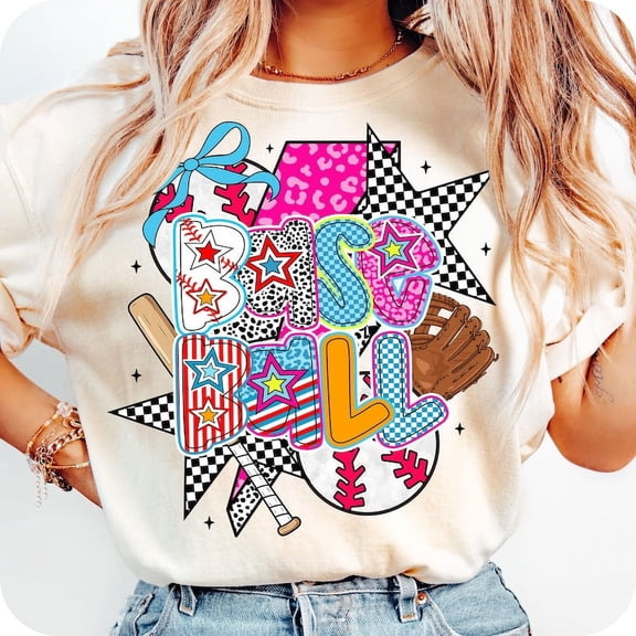 Baseball Mama T-Shirt, Preppy Coquette Game Day Tee, Brushstroke Baseball Bow Shirt, Cute Sports Mom Shirt for Spring