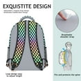 thumbnail image 5 of Rainbow Checkerboard Backpack for School,Cute School Bag,Schoolbag with Adjustable Shoulder Straps & Padded Back,15.3"x11"x6.7", 5 of 6