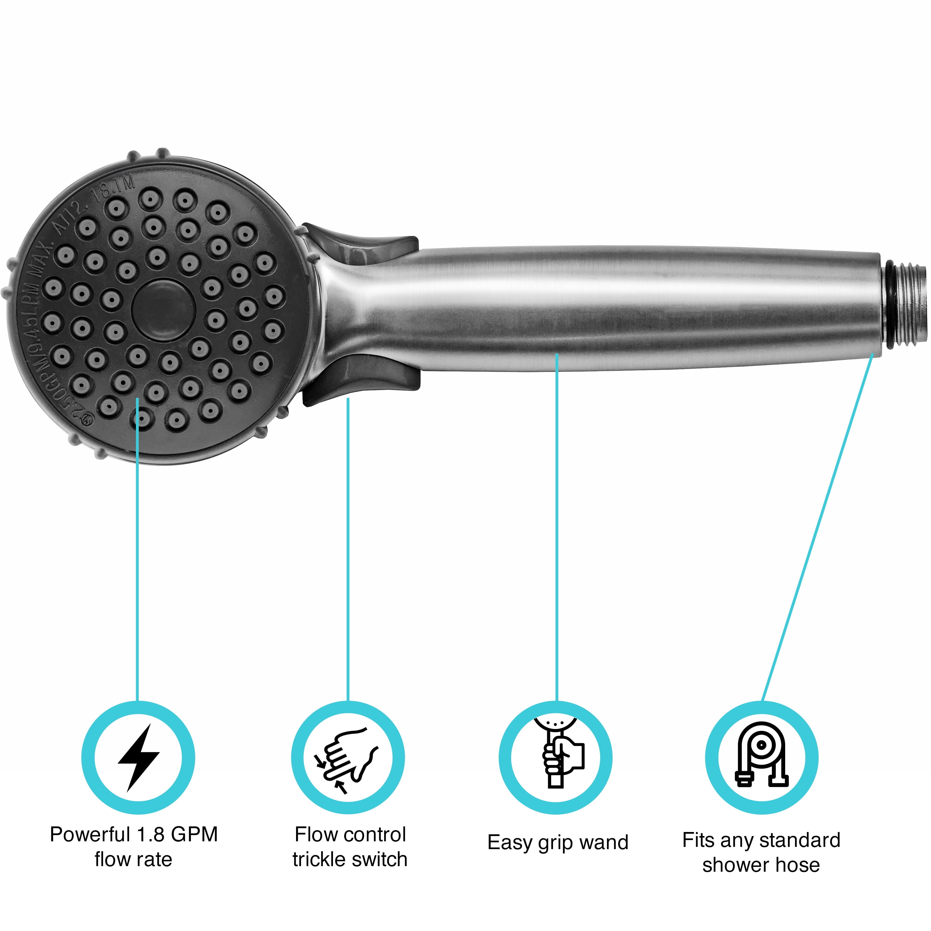RV Single Function Shower Wand & Hose Kit - Brushed Satin Nickel