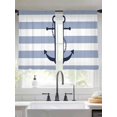 thumbnail image 3 of Blue White Striped Semi Sheer Window Curtains 54 Inches Long, Navy Blue Beach Nautical Anchor Ocean Coastal Rod Pocket Voile Chiffon Curtain Light Filtering Drapes for Living Room, 52"x54", 2 Panels, 3 of 9