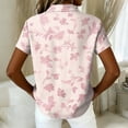 thumbnail image 5 of Women's Hawaiian Vacation Shirt Floral Tropic Print Short Sleeve Button Up Beach Cool Tops Light pink L, 5 of 5