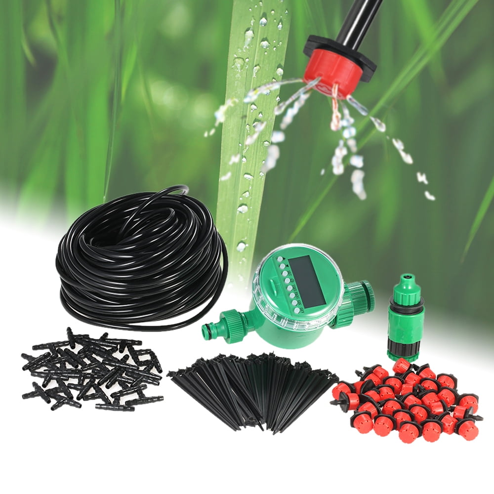 25M DIY Micro Drip Irrigation Auto Timer Self Plant Watering Garden Hose System 