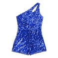 thumbnail image 3 of Mufeng Kids Girls One Shoulder Jumpsuits Sleeveless Sequins Romper Wedding Birthday Party Prom Gown Royal Blue 14, 3 of 9