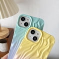 thumbnail image 2 of Pleated Water Ripple Chrome Wave Pattern Soft Compatible with iPhone Case (Yellow Pink,iPhone 13 Pro Max), 2 of 4