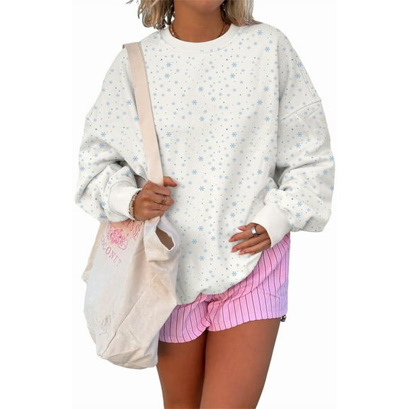 Silver Basic Women's printed hooded sweatshirt Y2K autumn/winter hooded sweatshirt XS,WhiteBlue-1