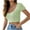 Green, variant on XFLWAM Women's Lace Crochet Crop Top Hollow Out Short Sleeve Sweater Ribbed Knit Top Black S