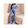 thumbnail image 6 of Zynoxe Womens Sweatsuits 2 Piece Set with Pockets Long Sleeve Zip Hoodie Top & Full Length Flare Pants Suit Comfy Velour Womens 2 Piece Outfits Versatile Solid Color Sweat Suits for Womens Silver S, 6 of 7