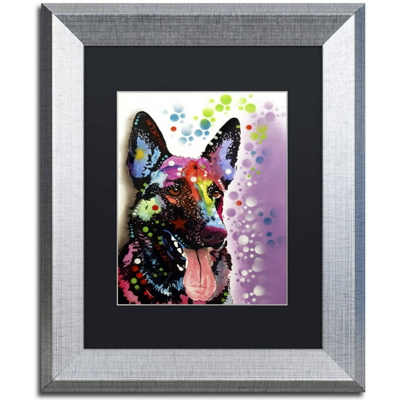 "German Shepherd II" Canvas Art by Dean Russo, Black Matte, Silver Frame
