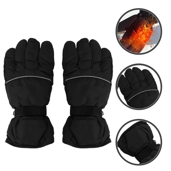 OFFIGAM Black Heated Gloves for Men and Women, Large Size, 1 Pair Battery Powered Hand Warmers, Perfect for Cold Winter Outdoor Activities