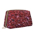 thumbnail image 2 of Naloa Red Glitter Leather Makeup Bag for Purse Travel, Portable Small Cosmetic Organizer for Women and Girls, Make up Bag with Zipper, 2 of 8
