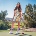 thumbnail image 3 of COEQINE Gold and Gray Marble Print Golf Dresses for Women Sleeveless Breathable Pickleball Dresses with Shorts 2 Pockets V-Neck Quick Dry Athletic Outfits with 2 Pieces, S, 3 of 7