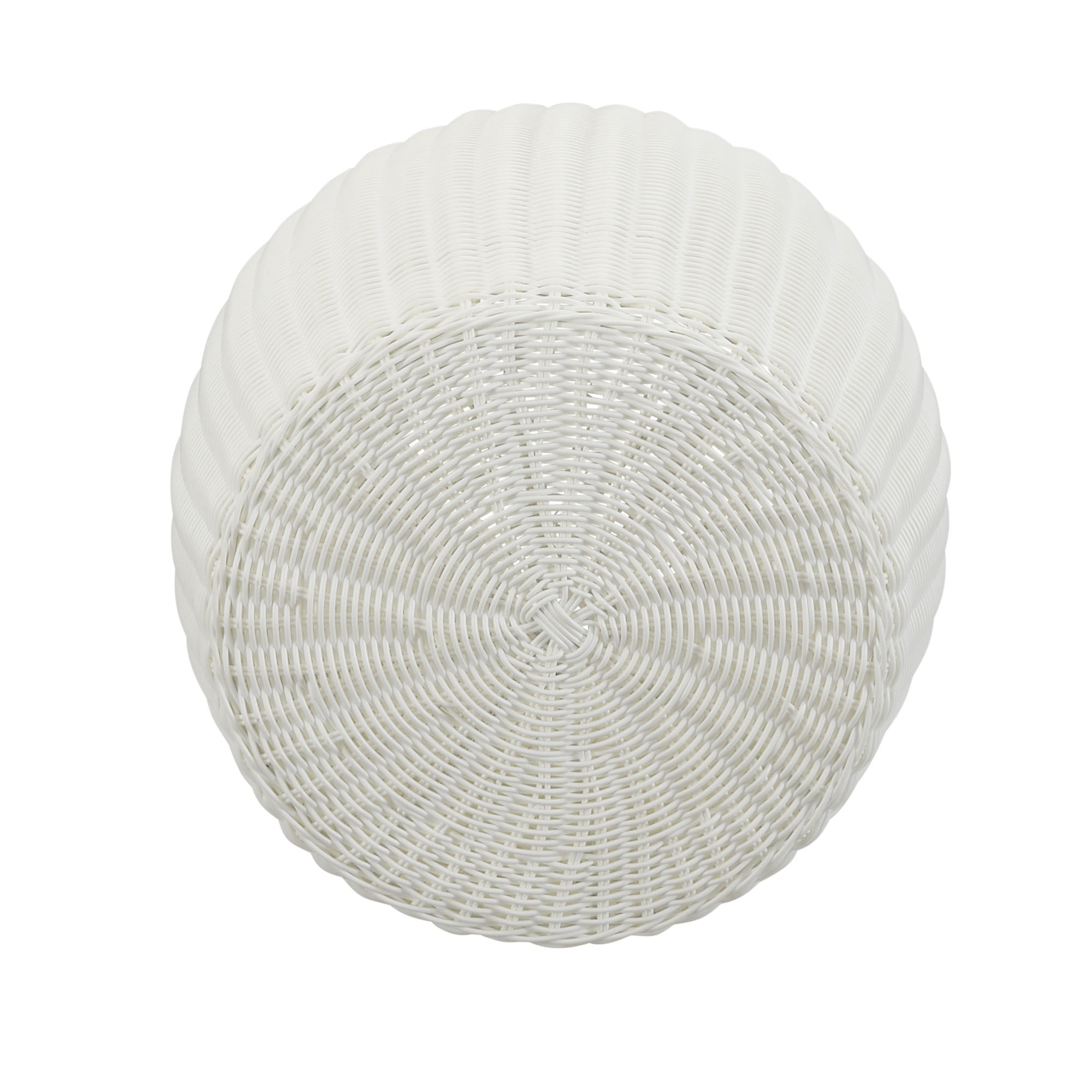 Household Essentials Handwoven Resin Barrel Side Table, White