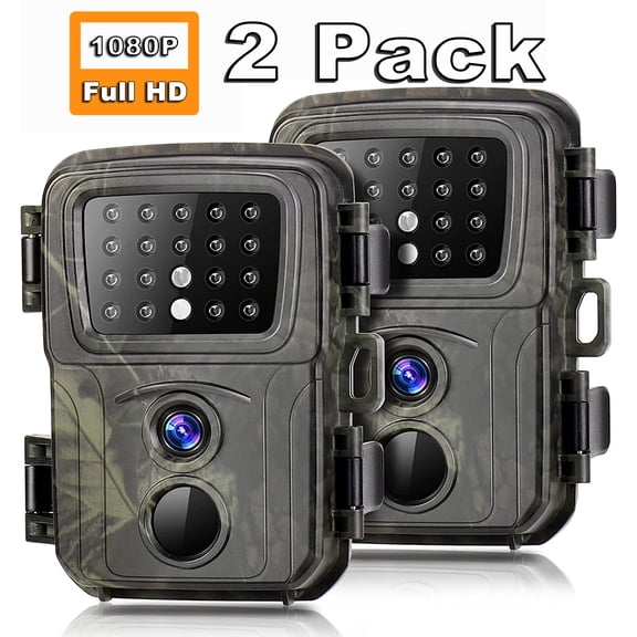 SuntekCam Trail Camera 【2 Pack】with 32GB SD Card 20MP 1080P Game Camera Hunting Camera with Low Glow Night Vision Motion Activated Waterproof for Outdoor Scouting Wildlife Monitoring MINI600