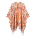 thumbnail image 2 of Women's Fashionable Retro Style Vintage Pattern Tassel Poncho Shawl Cape (Series1-pink), 2 of 6